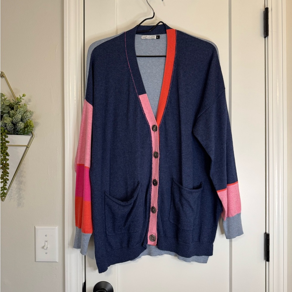 Colorful Colorblock Women's Cardigan Sweater striped playful
